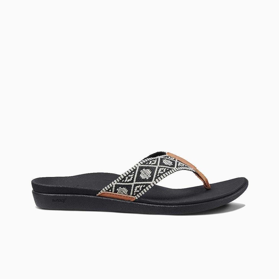 Vrouwen Reef Sandalen | Reef Ortho Geweven Zwart Wit