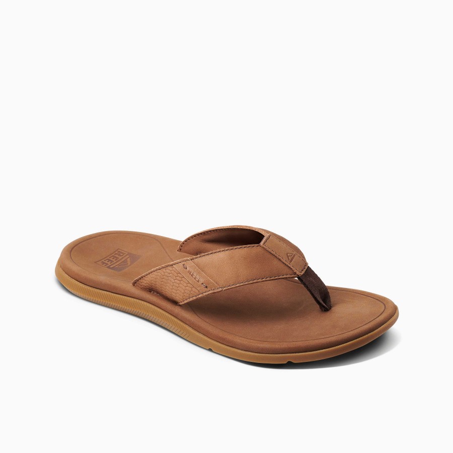 Heren Reef Slippers | Leer Santa Ana Bruin