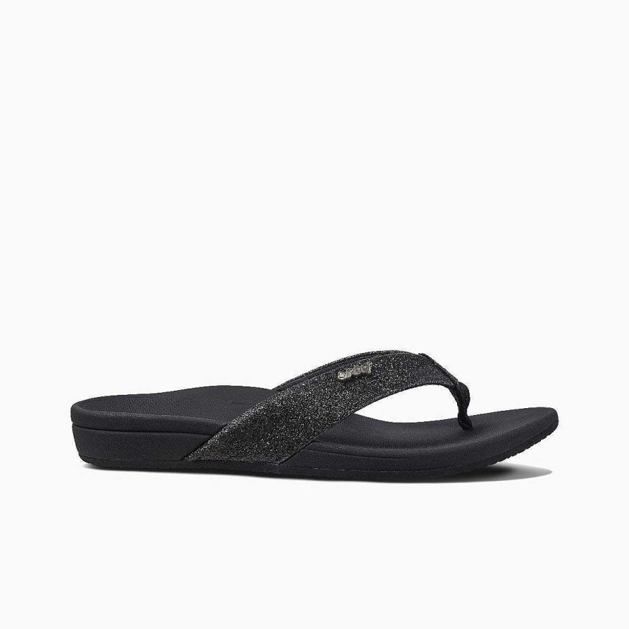 Vrouwen Reef Sandalen | Reef Ortho-Spring Zwart/Zwarte Glitters