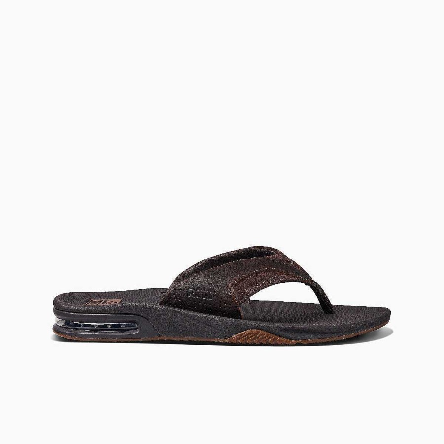 Heren Reef Sandalen | Leren Waaieren Donker Bruin