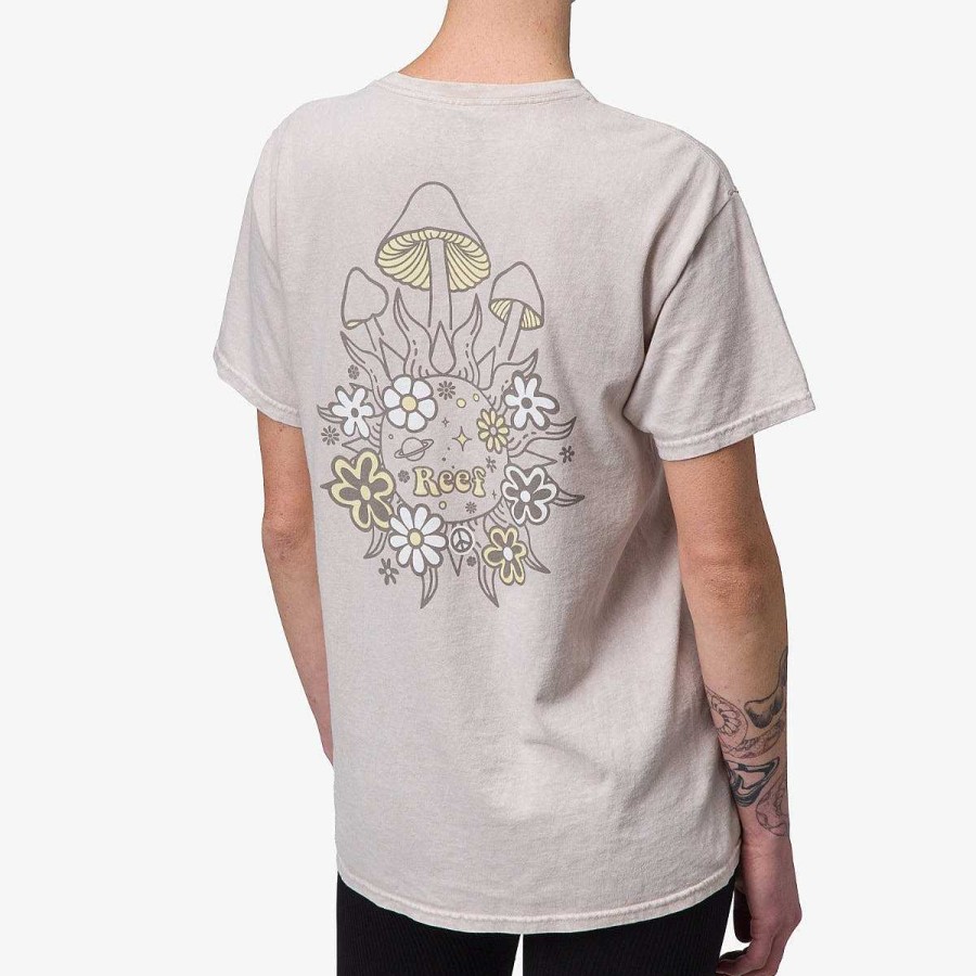 Vrouwen Reef T-Shirts | Far Out Gewassen T-Shirt Met Korte Mouwen Amandelmelk Mineraal