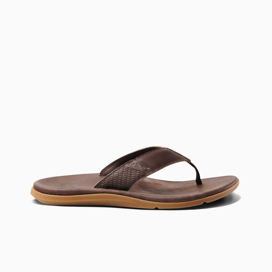 Heren Reef Slippers | Leer Santa Ana Donker Bruin