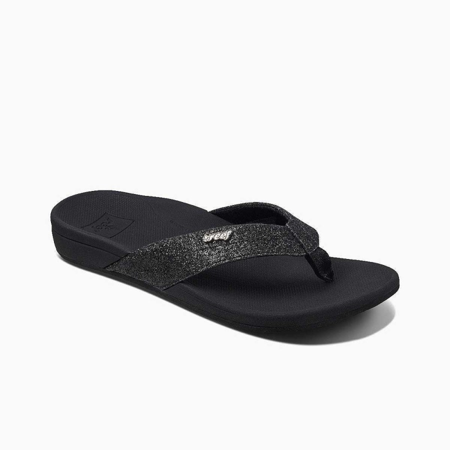 Vrouwen Reef Sandalen | Reef Ortho-Spring Zwart/Zwarte Glitters