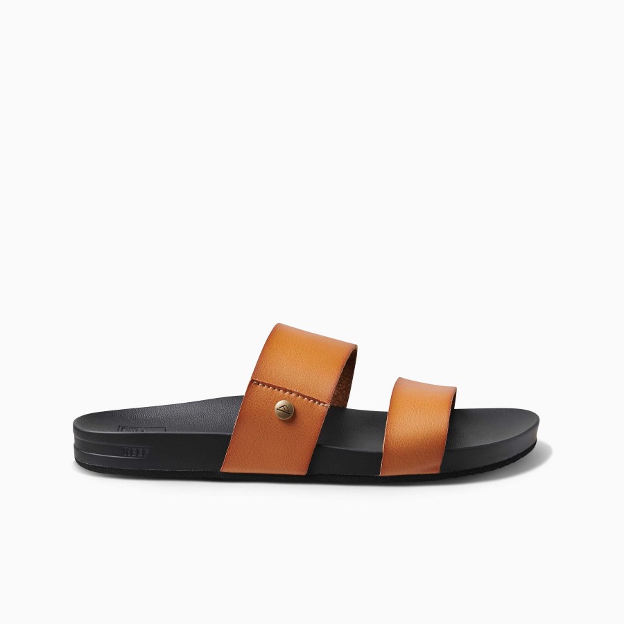 Vrouwen Reef Sandalen | Kussen Vista Cognac Zwart