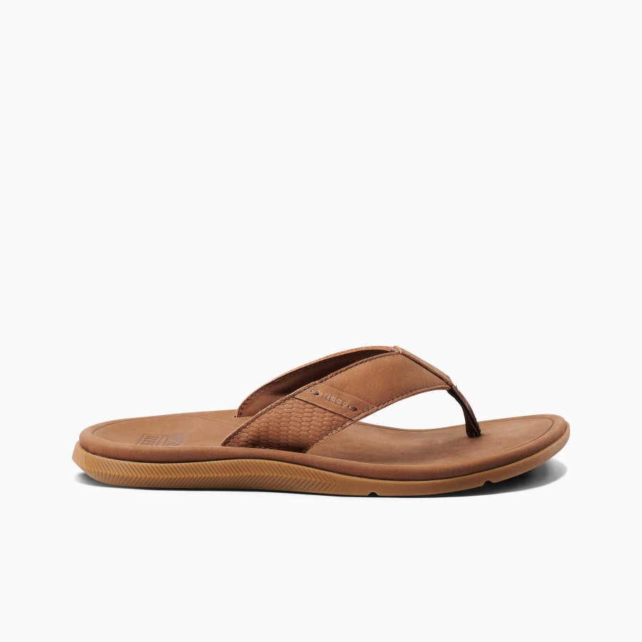 Heren Reef Slippers | Leer Santa Ana Bruin