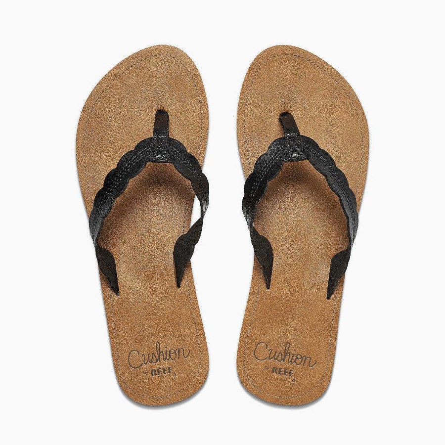 Vrouwen Reef Sandalen | Kussen Celine Zwart/Bruin