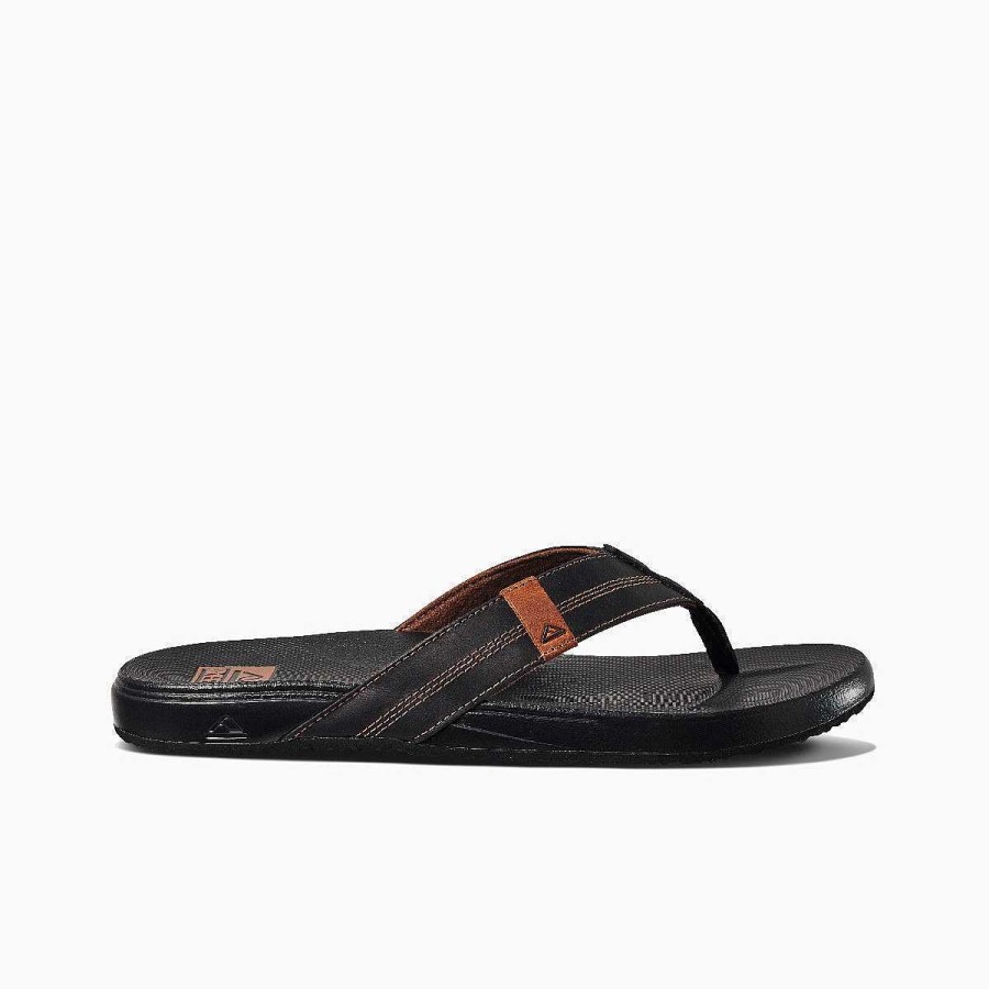 Heren Reef Sandalen | Kussen Fantoomleer Koffie Zwart