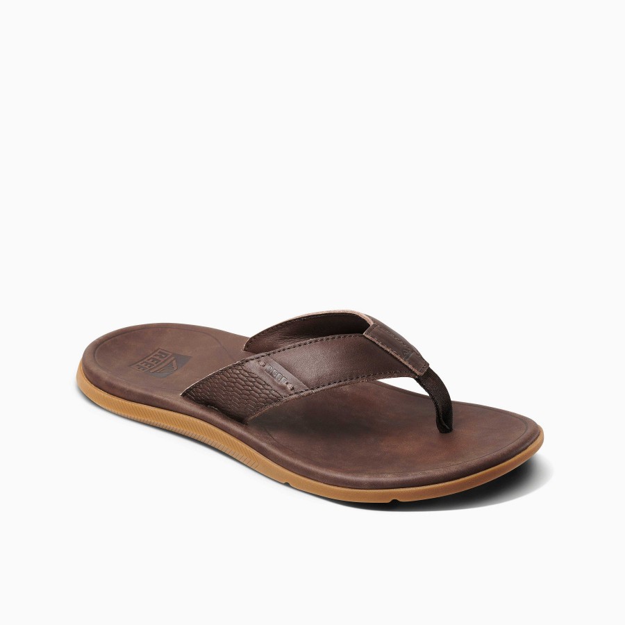 Heren Reef Slippers | Leer Santa Ana Donker Bruin