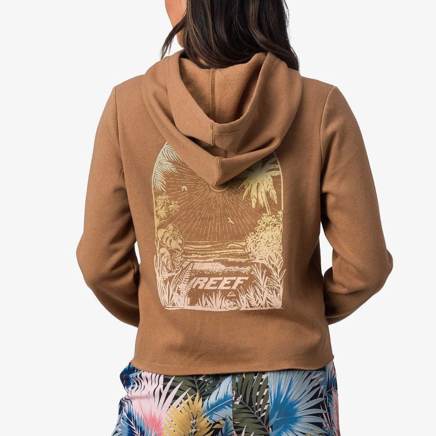 Vrouwen Reef Hoodies En Jassen | Banket Pullover Crop Hoodie Geroosterde Kokosnoot