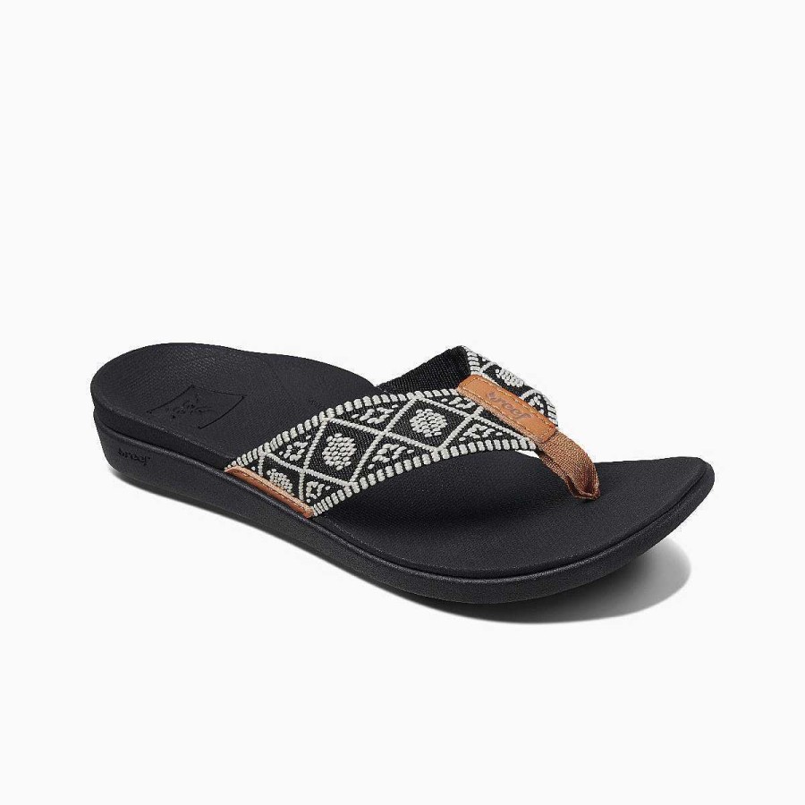 Vrouwen Reef Sandalen | Reef Ortho Geweven Zwart Wit