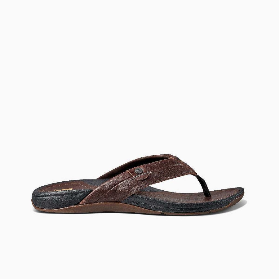 Heren Reef Sandalen | Reef Pacific-Leer Donker Bruin